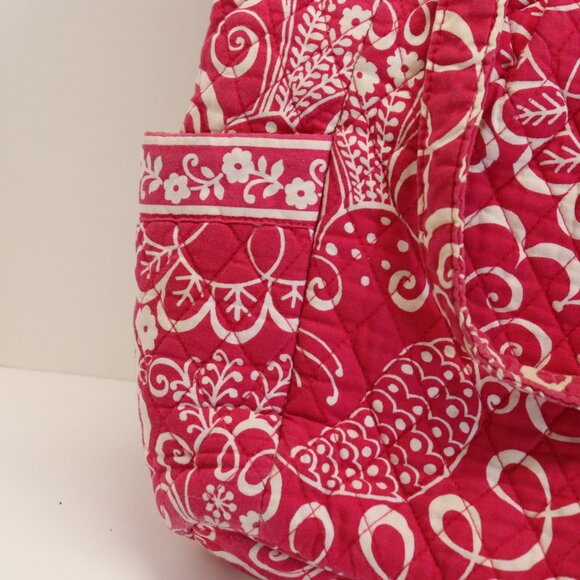 Vera Bradley Tote Cushioned Cloth Women's Red and White Handbag - Picture 2 of 6